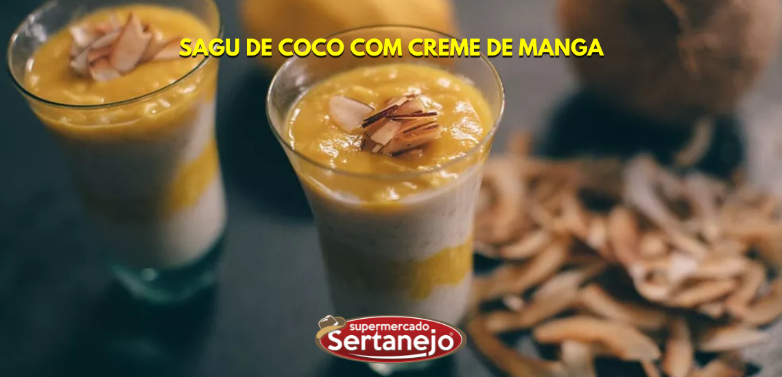 Sagu de coco com creme de manga